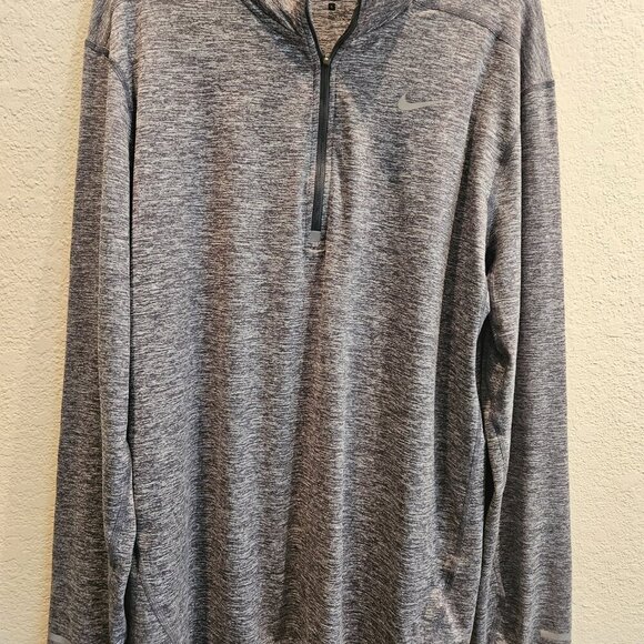 Nike Classic grey quarter zip running dri fit Long sleeve thumb holes Gym L - Picture 2 of 6